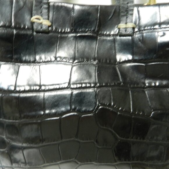 Clare V. Simple Tote Bebe Black Croc-Embossed Leather Mini Crossbody Bag Tote - Picture 8 of 14